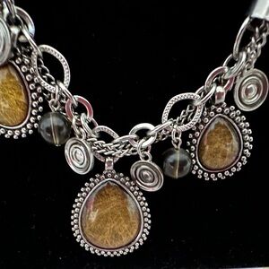 Womens Fashion Natural Tiger Eyes Gemstones Collar Necklace with Lobster Clasp